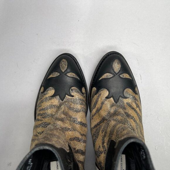 Golden Goose Ankle Boots Women's Size 7 Black Leather Western Cowboy Booties - Picture 9 of 14